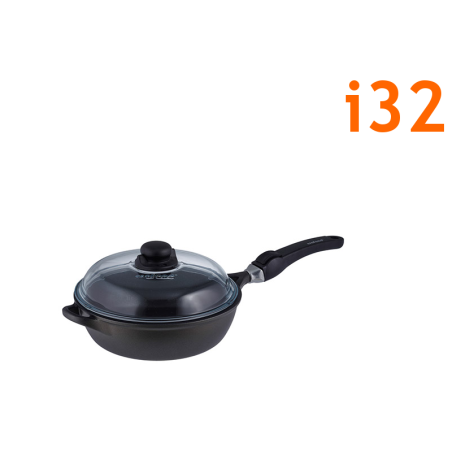 Sauteuse 32 cm Induction Manche Amovible + Couvercle en Pyrex