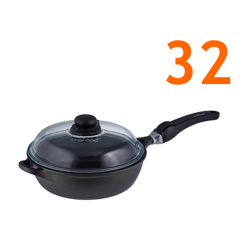 Sauteuse 32 cm Manche Amovible + Couvercle Pyrex