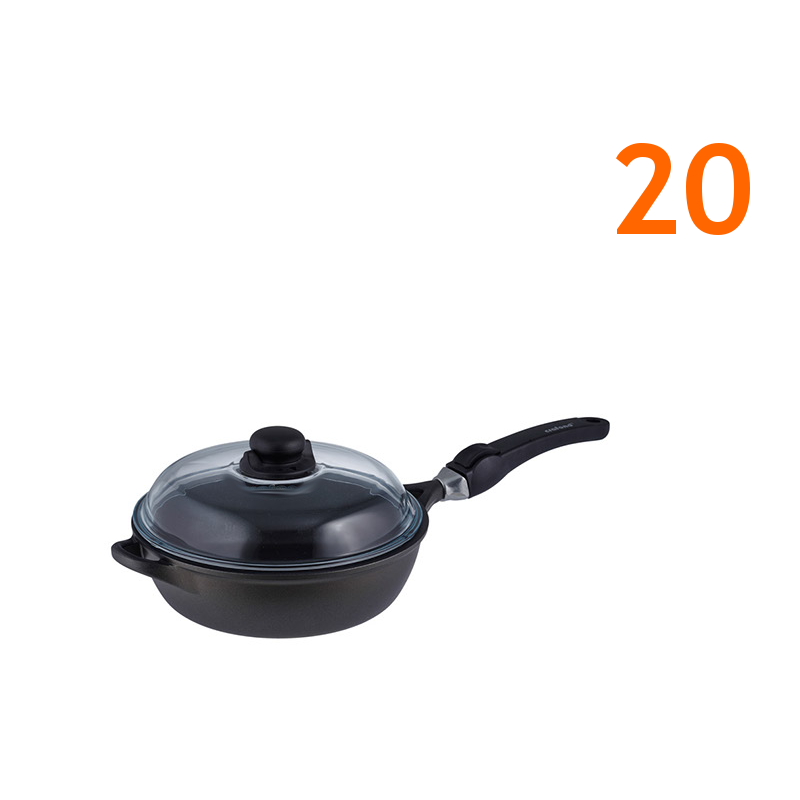 Sauteuse 20 cm Manche Amovible + Couvercle Pyrex